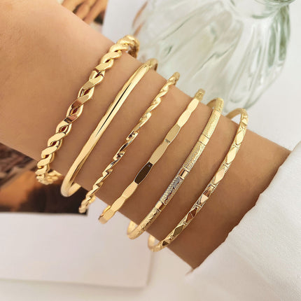 5-7pcs Bracelet Set Creative Simple Temperament Lady Twisted Hip Hop Style Bracelet