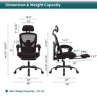 Retractable Footrest Ergonomic Swivel Office Chair With Lumbar Support Pillow And Padded Armrests