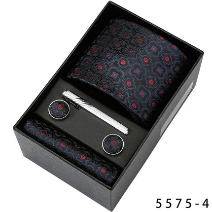 Men's Casual Banquet Tie Square Scarf Cufflinks Five-piece Set