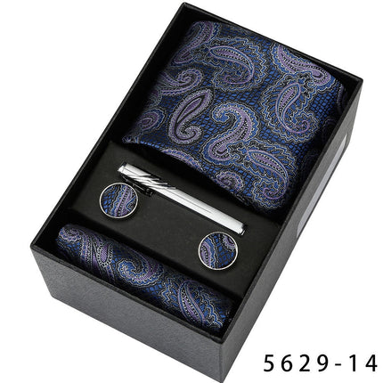 Men's Casual Banquet Tie Square Scarf Cufflinks Five-piece Set
