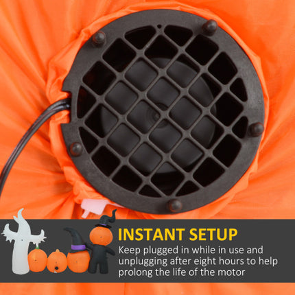 HOMCOM 7.5ft Halloween Inflatables Pumpkin Ghost Family, Blow Up Halloween Decorations Outdoor LED Yard Display, Waterproof