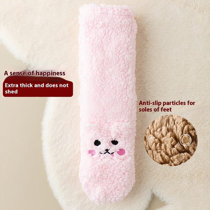 Winter Floor Socks Velvet Thicken Warm Coral Velvet Cute Socks Japanese-style Home Footwear Non-slip Socks New Year Gifts Winter Gadgets