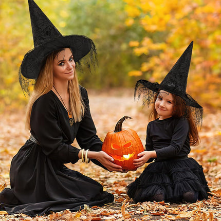 2 Pieces Halloween Witch Hat Costume Witches Hats For Women Black Foldable Pointed Cap For Halloween Party Costume-Ban On Selling On Amazon