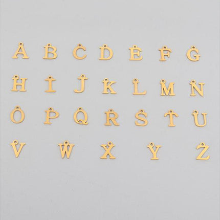 European And American 26 English Letter Necklace Stainless Steel Clip Chain Imitation Pearl Pendant For Women And Men