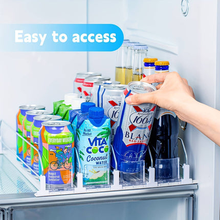 Fridge Drink Organizer-Adjustable Soda Dispenser With Smooth, Fast Pusher Glide