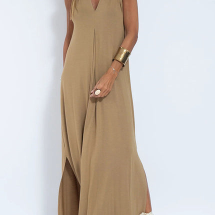 New Solid Color V-neck Sleeveless Dress Long Cardigan Jacket Suit For Women