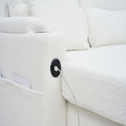 Convertible Sleeper Sofa 2 In 1, L-Shaped Couches For Living Room, Pull Out Sectional Futon Sofa Bed With Storage Space, USB Ports And Cup Holders For Bedroom