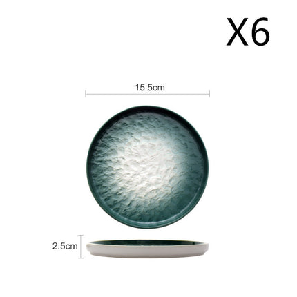 Gradient Emerald Steak Plate Stone Pattern Pasta Plate Western Plate Round Plate Restaurant Home