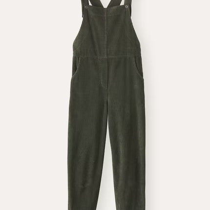 Corduroy Bib Overalls With Buttons And Pockets Fashion Casual Jumpsuit Loose Straight Pnats For Women