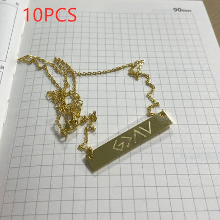 European And American Fashion One Word Horizontal Bar Pendant Necklace