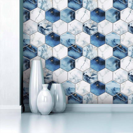 Blue And White Marble Wall Sticker Transfer Can Be Cut And Peeled At Will To Stick To Wallpaper Waterproof PVC Self-adhesive Wall Tile Sticker Tile Kitchen Bathroom Home Decoration
