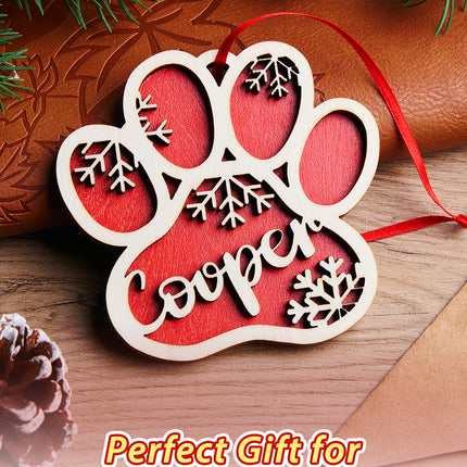 Personalized Dog Paw Snowflake Ornament – Custom Name Christmas Tree Decoration