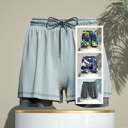 Men's 2-in-1 Breathable Loose Quick Drying Swimming Trunks Swimming Shorts Swimming Pants Flat Corner Pants Beach Pants Hot Spring Swimming Equipment