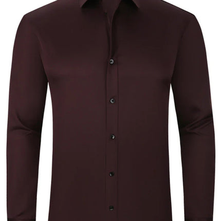 Solid Long Sleeve Shirt Fashion Slim Lapel Button Office Business Shirt Men's Clothing