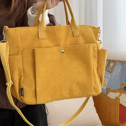 Thick Corduroy Shoulder Bags Simple All-match Commute Totes Student Leisure Artistic Portable Messenger Bag
