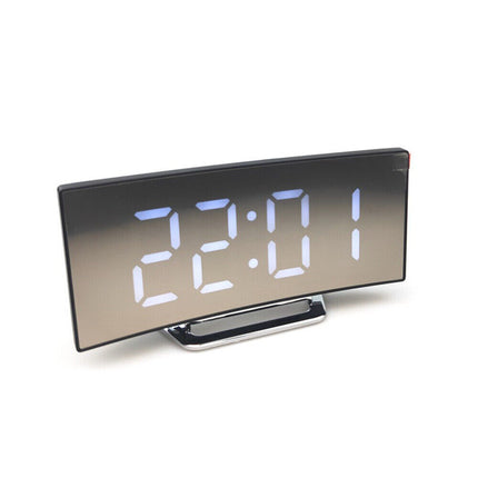 LED Digital Alarm Clock USB Temperature Curved Display Snooze Bedside Modern Hot