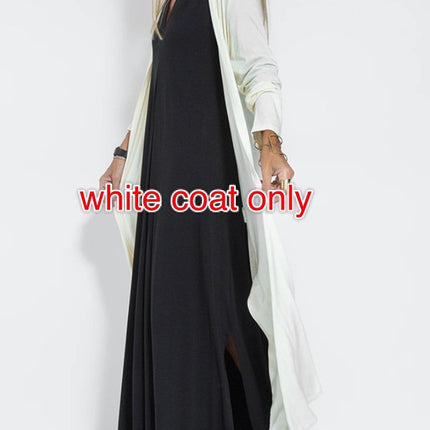 New Solid Color V-neck Sleeveless Dress Long Cardigan Jacket Suit For Women