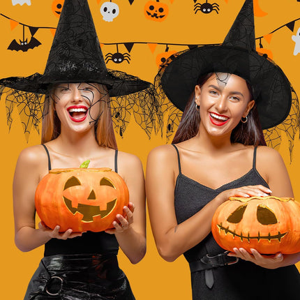 2 Pieces Halloween Witch Hat Costume Witches Hats For Women Black Foldable Pointed Cap For Halloween Party Costume-Ban On Selling On Amazon