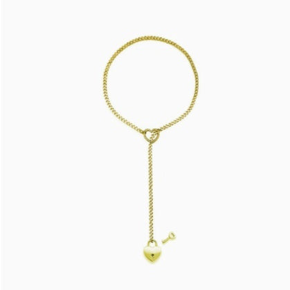 Fashion Jewelry 2024 New Slip Chain Necklace Heart O-Ring Rock Cuban Long Necklace Adjustable Heart Shaped Lock Core With Key