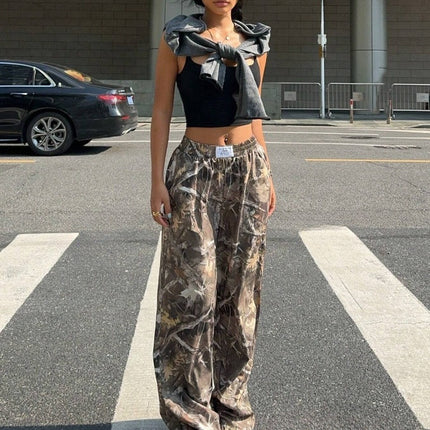 Slimming Casual Pants Hip Hop Retro Street Multi-pocket Camouflage Cargo Pants For Women Y2k Hip-hop Cargo Grunge Baggy Trousers