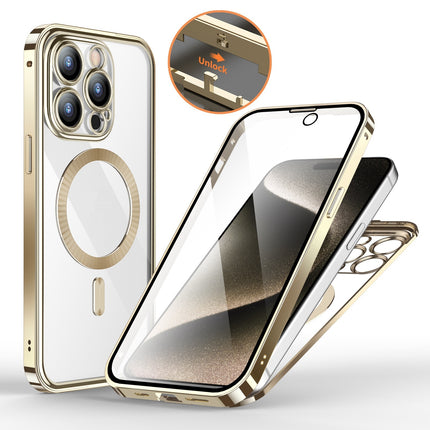 Anti-Privacy Metal Buckle Magnetic Support Wireless Charging Double-Sided Lens Full Cover Phone Case Protective Cover