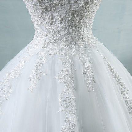 High Waist Wedding Dress With Deep V-neck