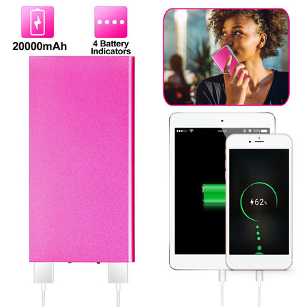 20000mAh Power Bank Ultra-thin External Battery Pack Phone Charger Dual USB Port