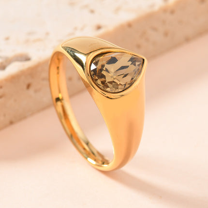 Colorful Rhinestone Rings Fashion Personality Teardrop-shaped Ring For Women Jewelry