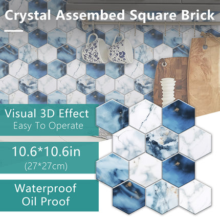 Blue And White Marble Wall Sticker Transfer Can Be Cut And Peeled At Will To Stick To Wallpaper Waterproof PVC Self-adhesive Wall Tile Sticker Tile Kitchen Bathroom Home Decoration