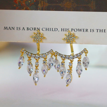 New Retro Eight Awn Star Zircon Earrings Fashion Pendant Stud Earrings Women's High Jewelry Party Gift