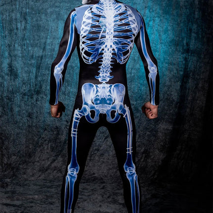 Halloween Long Sleeve Tights See-through Skeleton 3D Printed One-piece