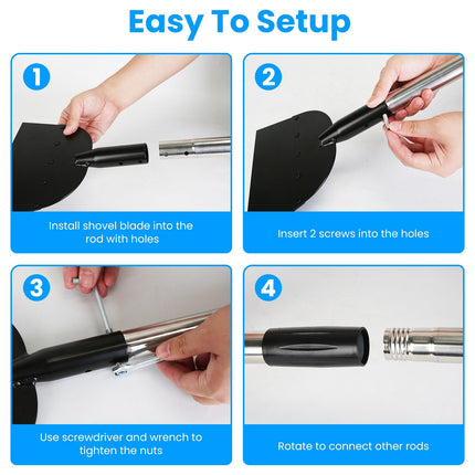 1Pc 53In Flat Snow Shovel Ice Scraper Manganese Steel Snow Ice Chopper For Walkway Pathway Driveway Ice Removal Gardening Cleaning Scraper Shovel For Weeding Lawn Edging