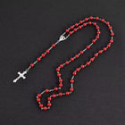 Imitation Pearl Cross Rosary Long Christian Necklace Unisex Sweater Chain