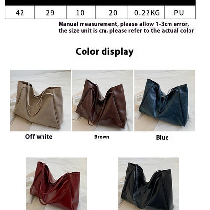 Vintage Women's Tote Bag Athletic Casual Fashion Large Capacity Leather Shoulder Bag Shopper Harajuku Simple Handbag