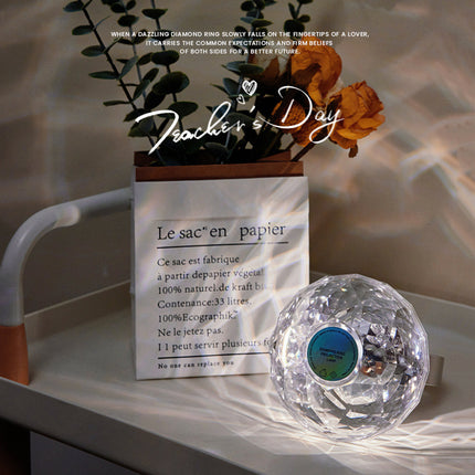 Diamond Ring Projector Lamp Decor Small Night Lamp Ambient Night Light Creative Dimmable Home Bedroom Decoration