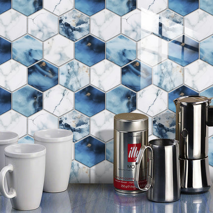 Blue And White Marble Wall Sticker Transfer Can Be Cut And Peeled At Will To Stick To Wallpaper Waterproof PVC Self-adhesive Wall Tile Sticker Tile Kitchen Bathroom Home Decoration