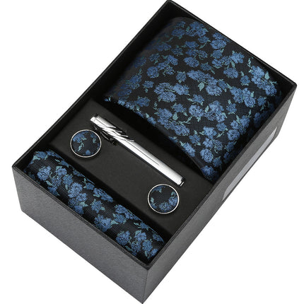 Men's Casual Banquet Tie Square Scarf Cufflinks Five-piece Set
