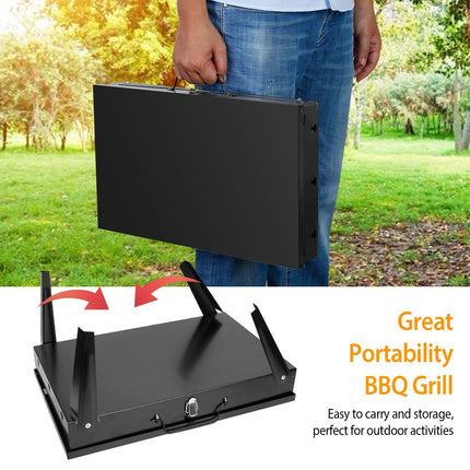 1Pc 16.7x10x17.7in Portable Charcoal Grill Foldable BBQ Suitcase Grill Shelf For Outdoor Camping Picnics Garden Grilling Fedex Shipping
