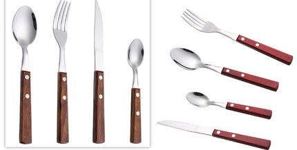 304 Stainless Steel Western Cutlery Natural Wood Cutlery Set