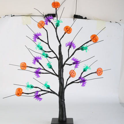 2Pack 1.97FT Lighted Halloween Trees Halloween Indoor Decorations Black Halloween Tree Lights With Timer Adjustable Twigs For Tabletop Party