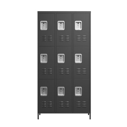 9 Door Metal Lockers With Lock For Employees,School,Office,Gym,Bedroom,Storage Locker Cabinet,Gray,Assembly Required,Black
