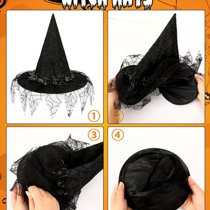 2 Pieces Halloween Witch Hat Costume Witches Hats For Women Black Foldable Pointed Cap For Halloween Party Costume-Ban On Selling On Amazon