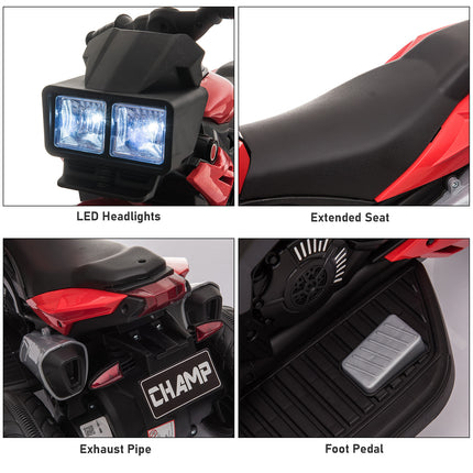 Red 6V Kids Electric Motorcycle Ride-On Dirt Bike Toy With Music Horn Headlights