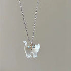 Fashion Jewelry Cute Transparent Cat Rhinestone Pendant Necklace Silver Plated Chain Women Girls Fashion Collar Necklace Party Gift