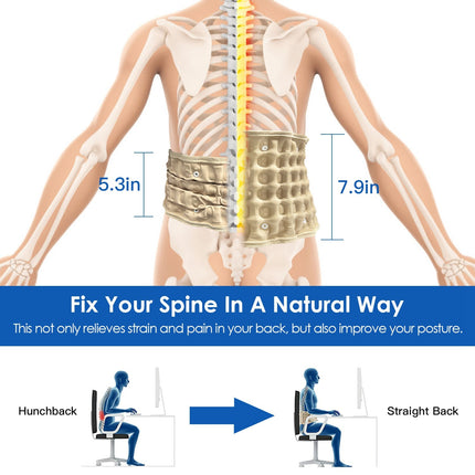 1Pc Decompression Back Belt Lumbar Spine Support Lower Back Air Traction Device With Extension Pad For Men Women Pain Relief Fit For All Waist