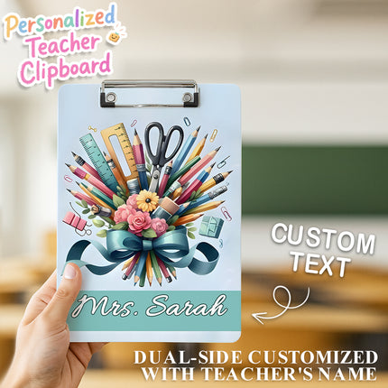 Custom Text Name Folder with Stationery Bouquet Design – Teacher's Day & Back to School Gift