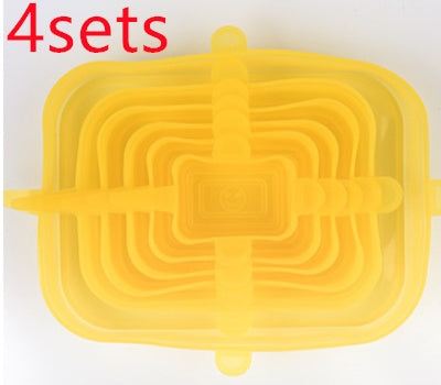 The 6-piece set of multi-functional silicone lid can be stretched to seal the fruit and vegetable lid
