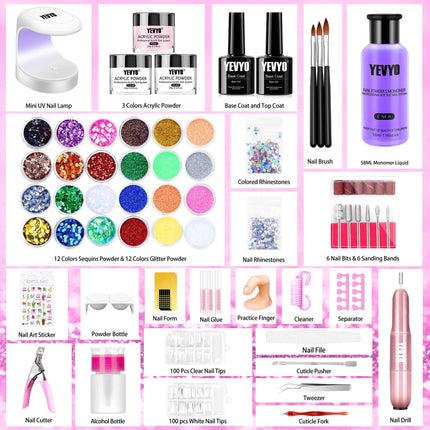 Acrylic Nail Kit With Nail Drill And UV Light,Professional Nail Kit Acrylic Set