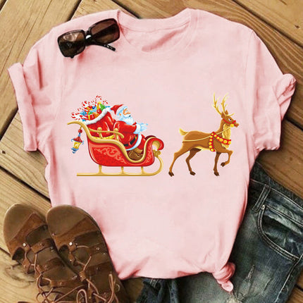 Christmas Print Ladies  Short Sleeve