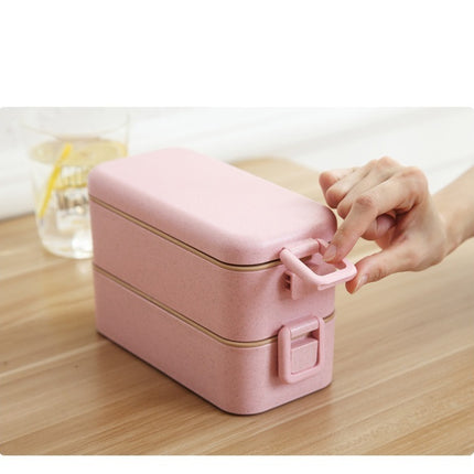 Wheat Straw Lunch Box Japanese Tableware Lunch Box Microwave Oven Student Multi-layer Lunch Box Sushi Box Double-layer Lunch Box Custom Logo